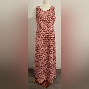 Sleeveless Midi/Maxi Dress Size Large Red,Brown,Pink,Beige,White Wave Knit.SKU15